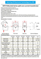 NJXSE OPCT35AGL Clamp Current Transformer 100A 200A 300A 400A 500A 600A / 1V 333mV 40mA 50mA Split Core CT with 3.5mm Jack