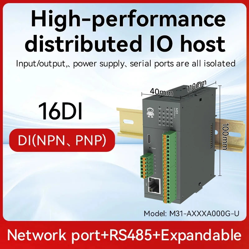 RS485 RJ45 DI/DO/AO/AI Distributed Remote IO Module CDEBYTE M31-U Series Modbus NEW Version Support PNP NPN DIP Free Splicing