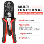 RJ45 Cat6 Crimping Tool Kit with RJ11/12/45 8P6P Network LAN Crimper Connectors and Covers Network Cable Tester Wire Stripper