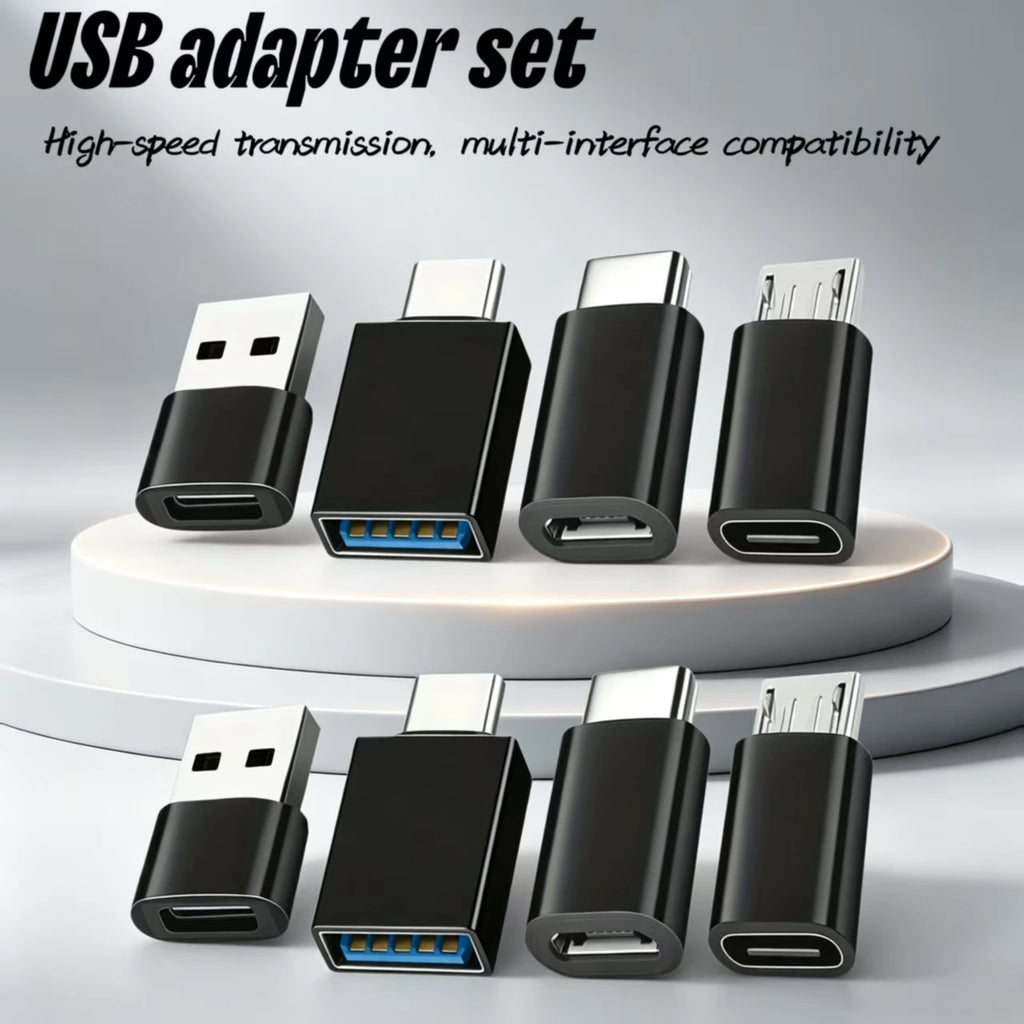 8pcs USB to USB C Adapter, USB Type C Female to USB Adapter, Micro USB to USB C Female Male Converter Connector, for Laptop Car