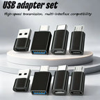 8pcs USB to USB C Adapter, USB Type C Female to USB Adapter, Micro USB to USB C Female Male Converter Connector, for Laptop Car