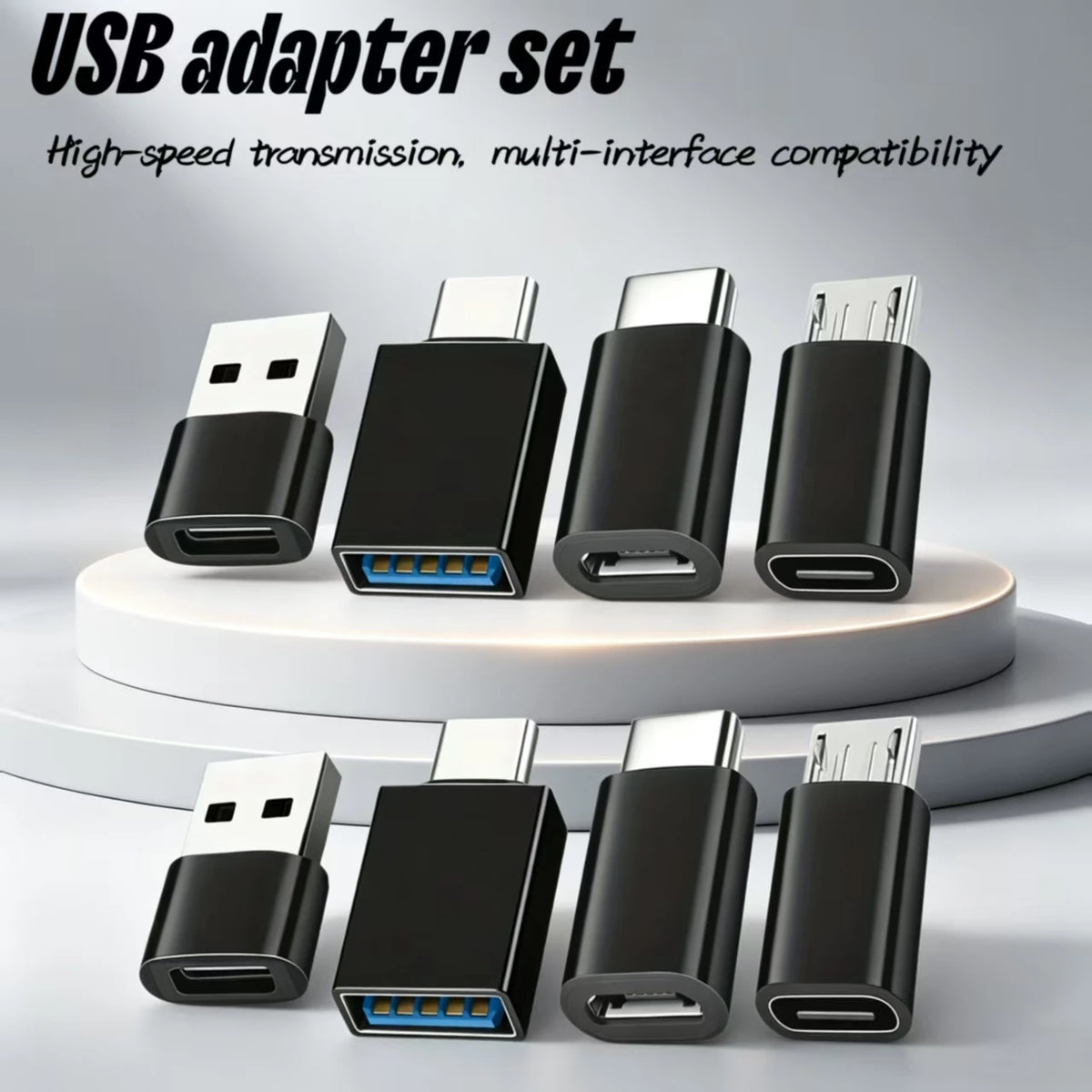 8pcs USB to USB C Adapter, USB Type C Female to USB Adapter, Micro USB to USB C Female Male Converter Connector, for Laptop Car