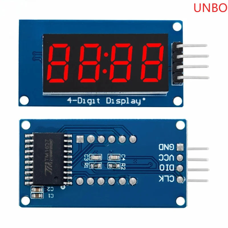 TM1637 4-Digit 0.36-Inch Red 7-Segment LED Display Module - Serial Interface Driver Board for Arduino Clock
