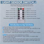 Light Sensor Switch Auto on Off Photocell Street Light Switch 5A Photo Control Photoswitch Sensor with Remote Control 3.7V-24VDC