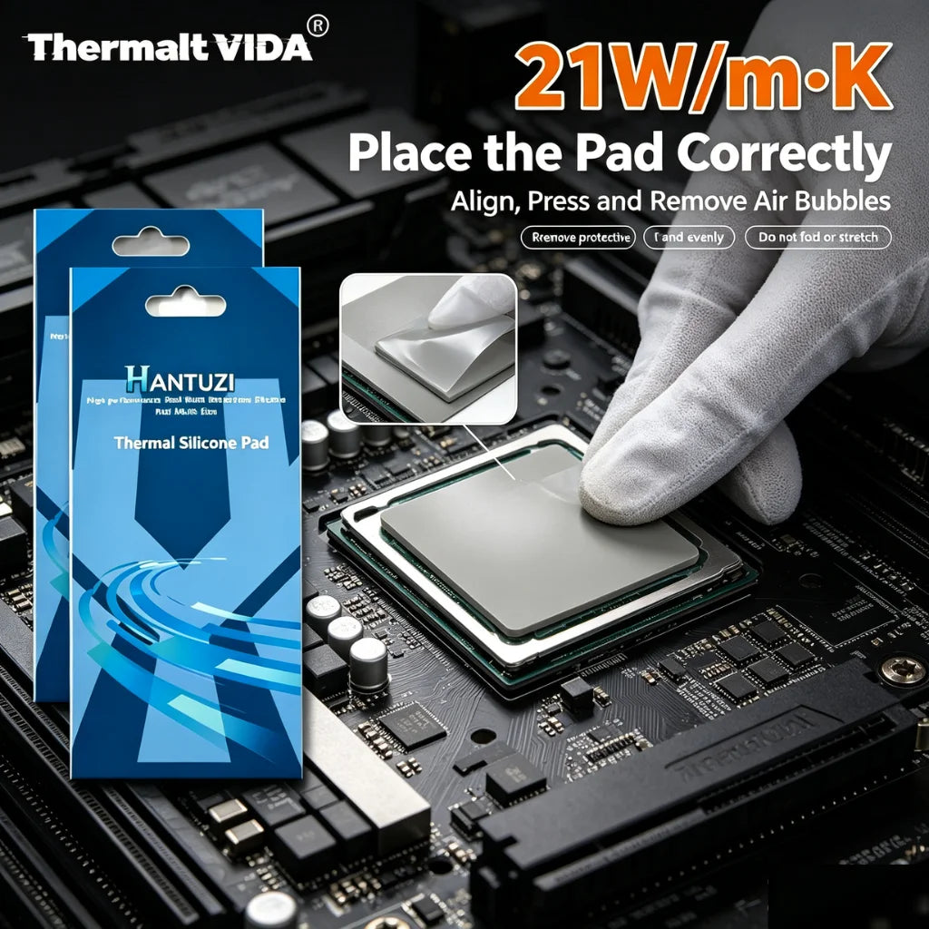 Thermalt VIDA 21W/mk 0.5/1.0/1.5mm GPU CPU Heatsink Cooling Conductive Silicone Pad High Quality Original Authentic Thermal Pad