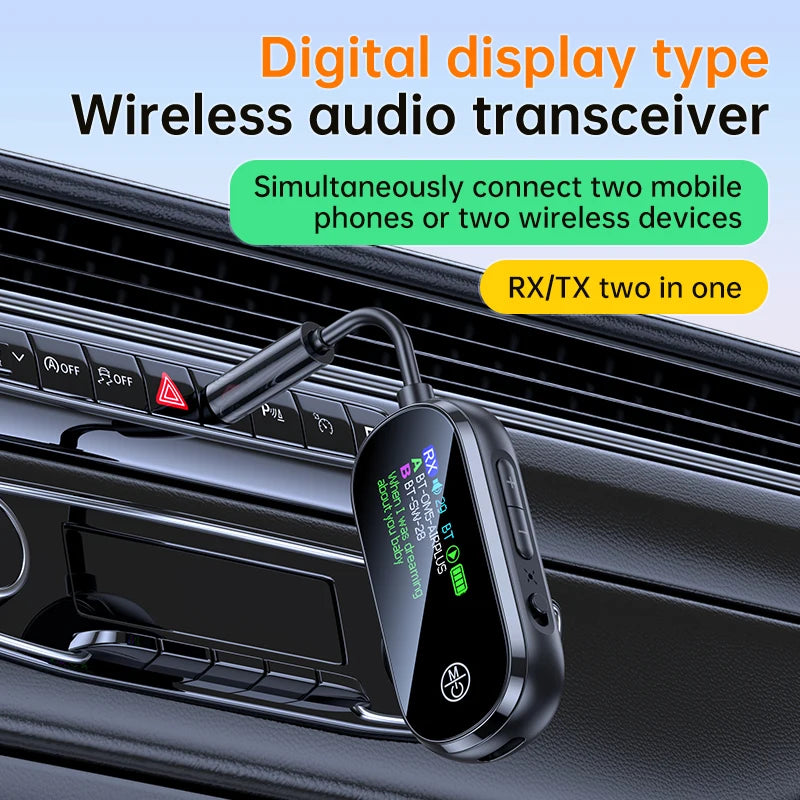 2 In 1 Bluetooth 5.4 Transmitter Receiver Stereo 3.5mm AUX Airplane Audio Wireless Adapter Mic for TV PC Headphone Car Aircraft