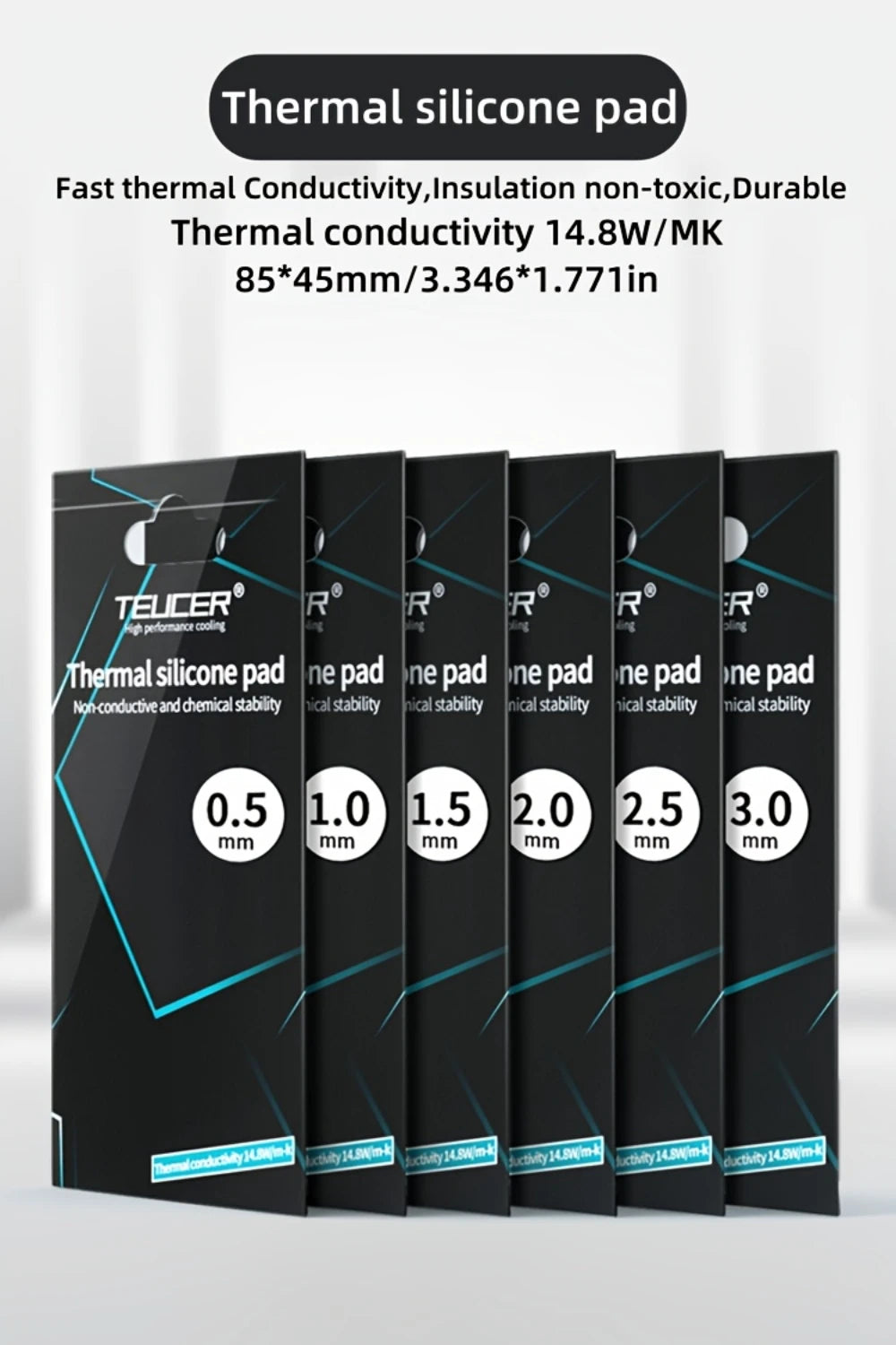 Thermal Silicone Pad 14.8 W/mk, 85*45mm, Non Conductive Heat Resistance High Temperature Resistance For Laptop Heatsink GPU CPU