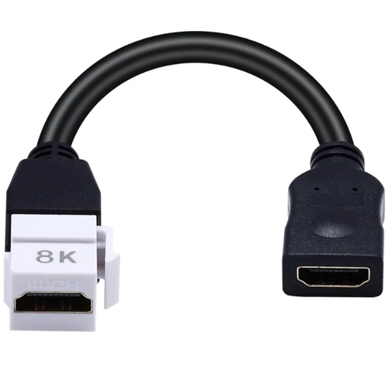 0.2m 4K 8K HDMI Compatible Female to Female Keystone Wall Plug-in Card Buckle Direct insertion Panel Connection Cable