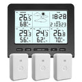 3 Sensors Weather Station with 100m Wireless Transmission Backlight LCD Alarm Clock  for Indoor/Outdoor Temp Humidity Monitor