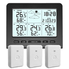 3 Sensors Weather Station with 100m Wireless Transmission Backlight LCD Alarm Clock  for Indoor/Outdoor Temp Humidity Monitor