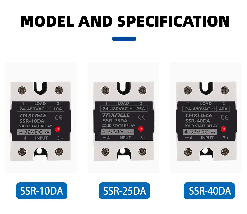 SSR 40DA SSR 25DA 10DA Solid State Relay  DC To AC 4-32VDC Input 24-480VAC Output solid state relay Industrial Single black SSR