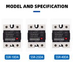 SSR 40DA SSR 25DA 10DA Solid State Relay  DC To AC 4-32VDC Input 24-480VAC Output solid state relay Industrial Single black SSR
