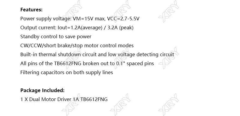 TB6612  Dual Motor Driver 1A TB6612FNG for Arduino Microcontroller Better than L298N