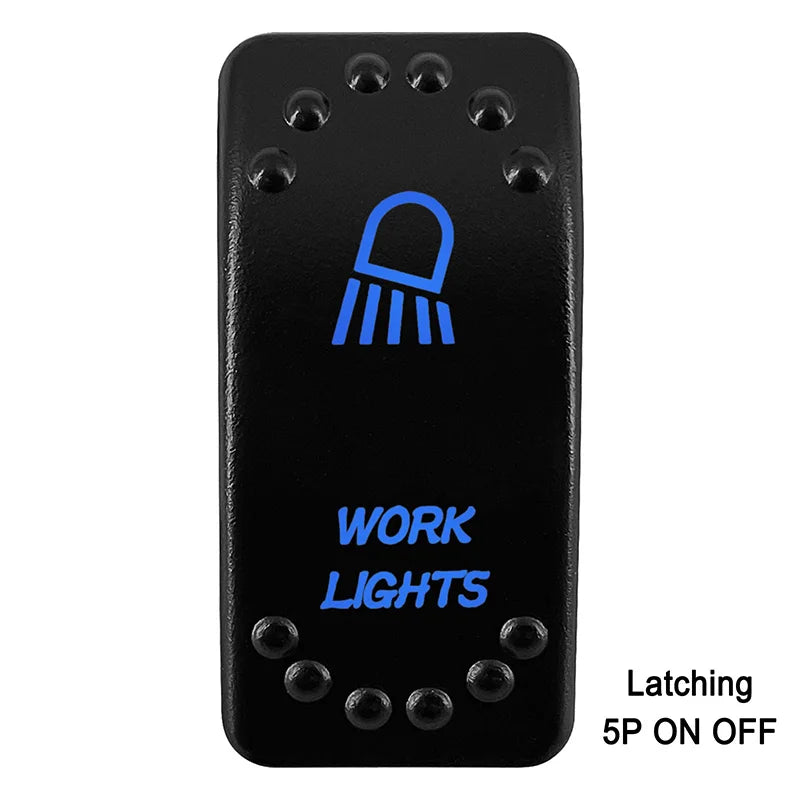 Waterproof Rocker Switch with Blue LED | 12V/24V Latching & Momentary (SPST/ DPDT) | for Marine, UTV, ATV, RZR, Automotive
