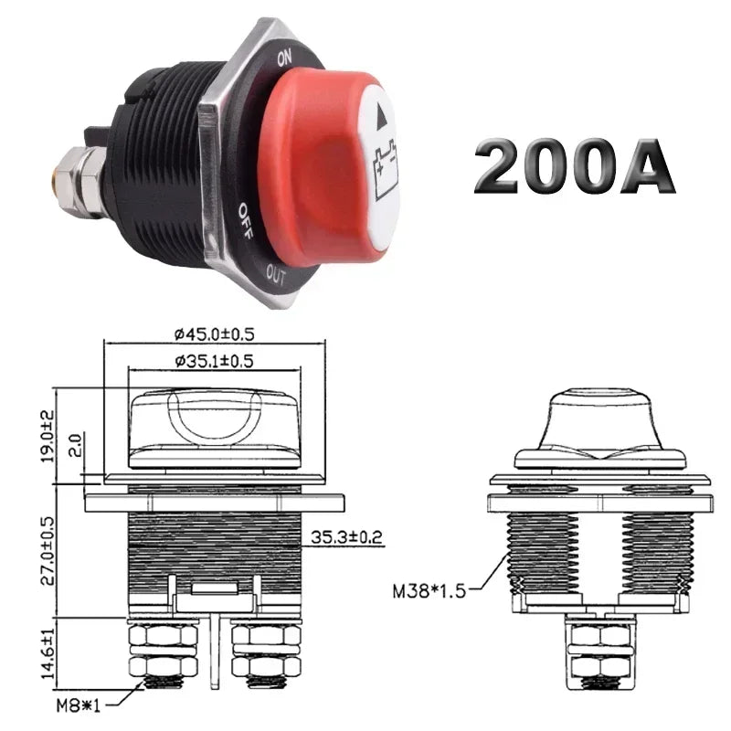 50A 100A 200A 300A Car Battery Disconnect Cut Off Kill Switch Rotary 12V 24V DC Power Isolator Auto Motorcycle Boat Accessories