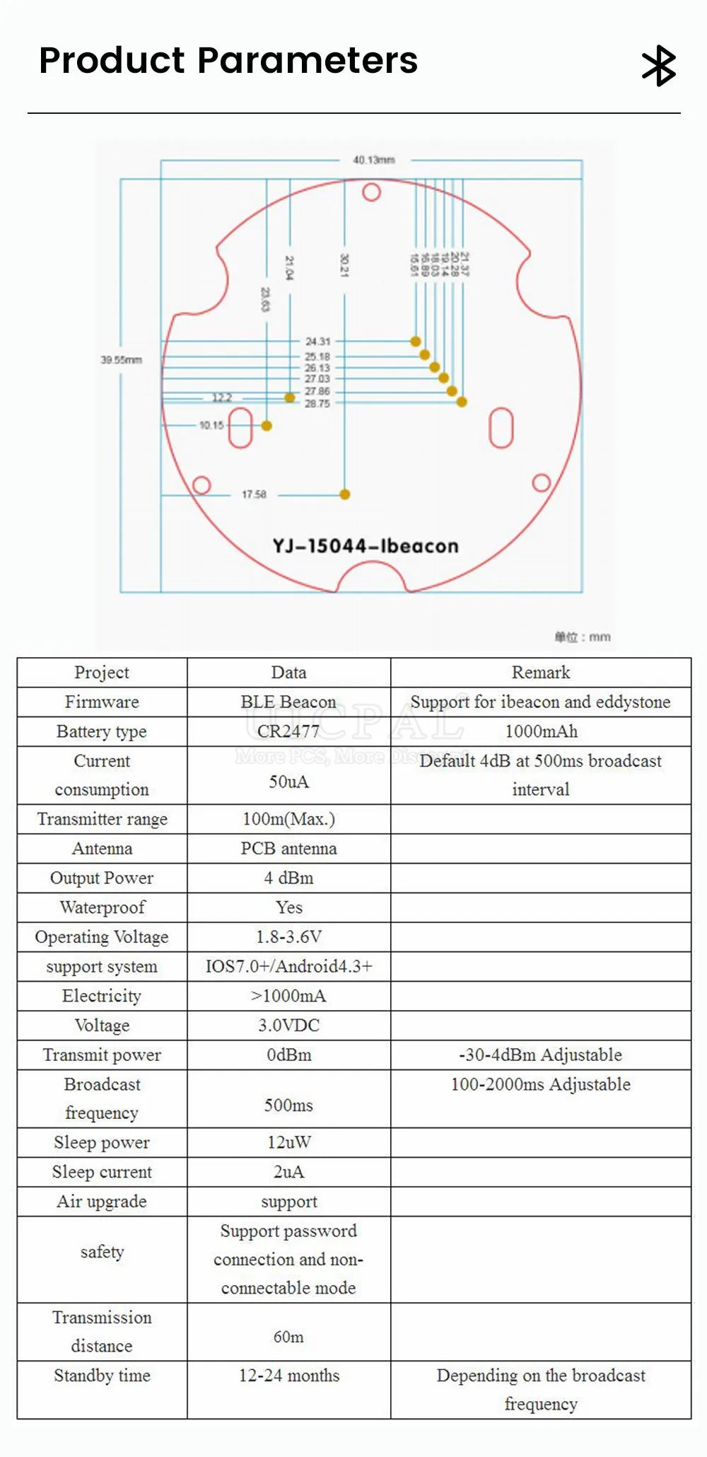 NRF52810 Beacon BLE4.2 4.0 Bluetooth Module Indoor Positioning Waterproof Long Range Programmable Tracker for IBeacon with Batte
