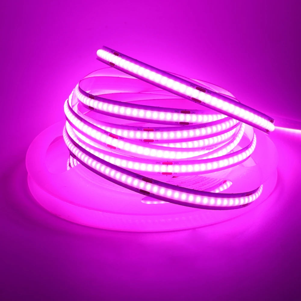 DC5V USB COB Led Strip Light White/Pink/Red/Yellow/Ice Blue/Green 8MM 320LEDs/M Flexible Night Light for Home Decor TV Backlight