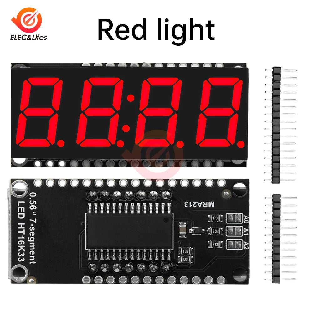 HT16K33 0.56 inch LED Display Module 4 Digit 7 Segment Time Clock Indicator Tube Module Red Blue Green Yellow White for Arduino