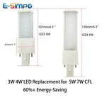 1pc G23 LED 3W 4W 5W CFL PL-S 7W-13W Replacement 110V/220V 2Pin 4000K 3000K/4000K/6000K White G23 Plug Saving Light Lamp