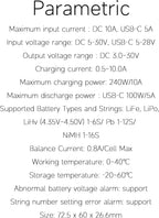 ISDT 608PD Lipo Balance Charger Discharger DC 240W/10A PD 140W/5A Smart Digital Charger  for RC Batteries LiFe/Lilon/LiPo/LiHV