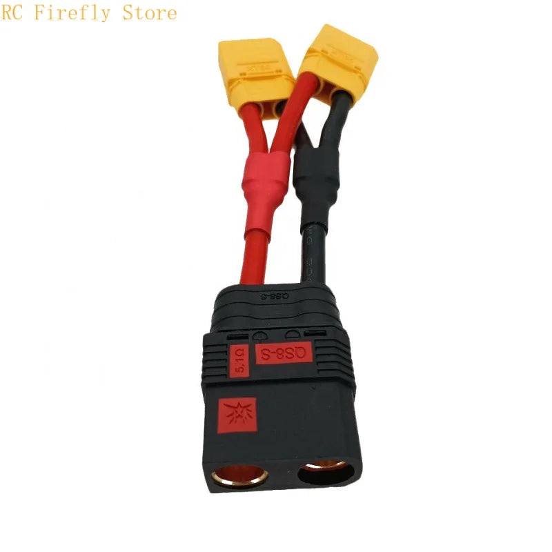 QS8 Anti-Spark Connector 1 Female to 2 Male Amass XT90 Plug 10AWG 100mm Parallel Y Wire Harness For RC Lipo Battery charger cord