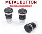 16/19/22mm Waterproof Metal Push Button Switch with socket LED Ring/Power Light Momentary Latching   5/12/24/220V black 1NO1NC