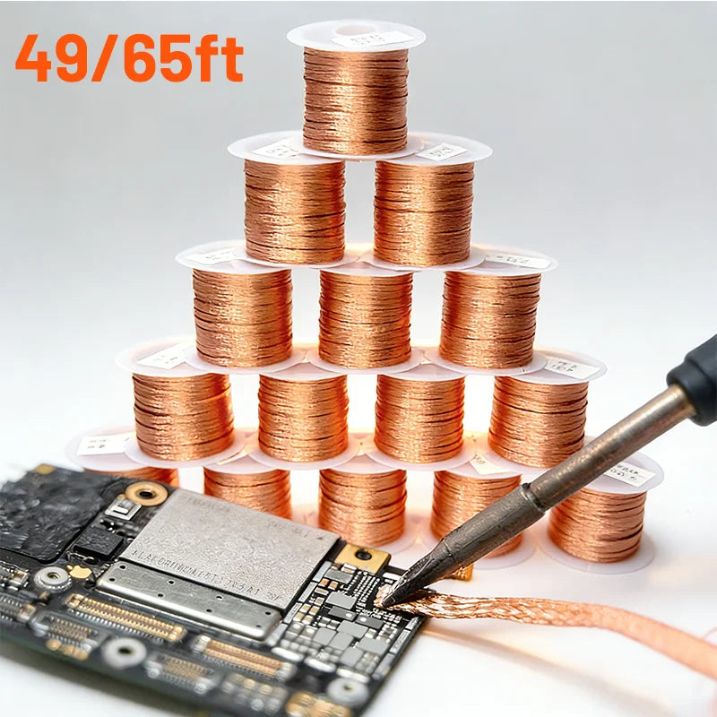 Solder Wick Braid 65feet Length No-Clean Soldering Wire Roll and Disassemble Electrical Component Desoldering Wick Braid Remover