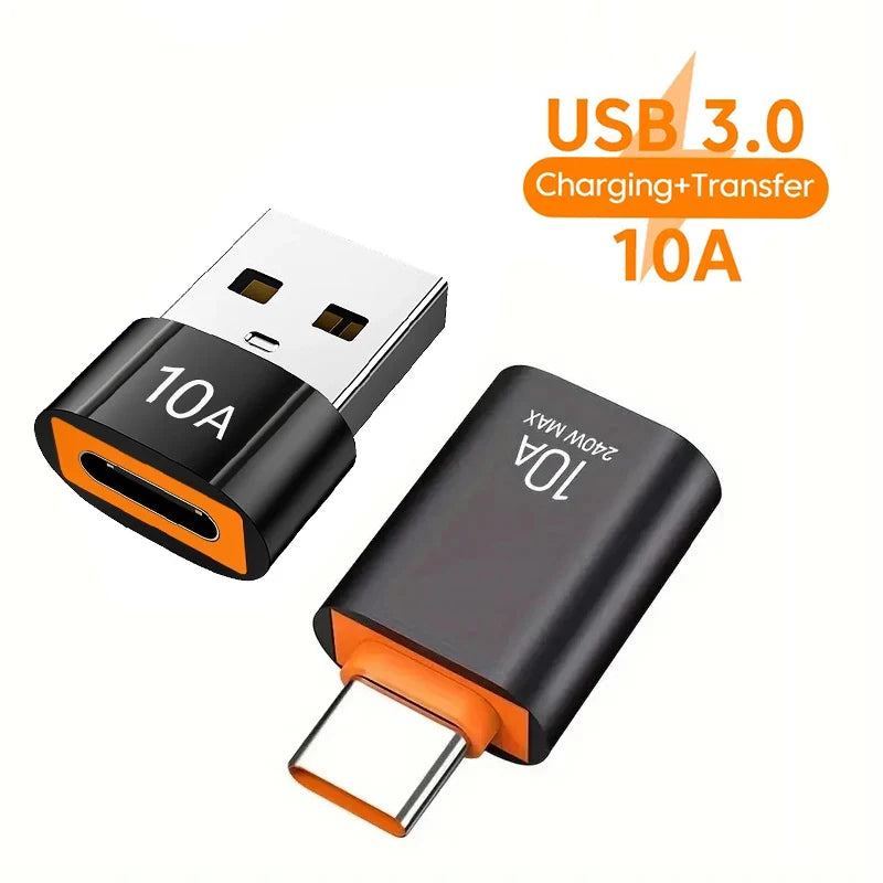 10A USB 3.0 To Type C Mini Fast Transfer USB Type C Female To USB PD Adapter Suitable for Mobile Computer Car Charger Converters