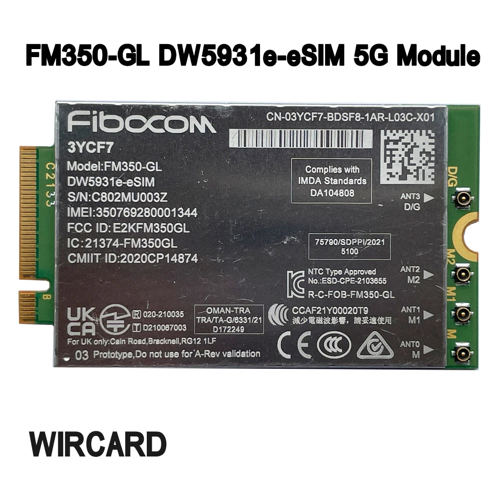 FM350-GL DW5931e DW5931e-eSIM 5G M.2 Module For  Latitude 7440 Latitude 5531 9330 3571 Laptop  5G Solution 5000 FM350- gl