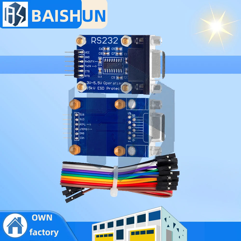 Bidirectional RS232-to-UART TTL Serial Converter Module - Male-Female Level Shifter for SP232 TTL Serial Port