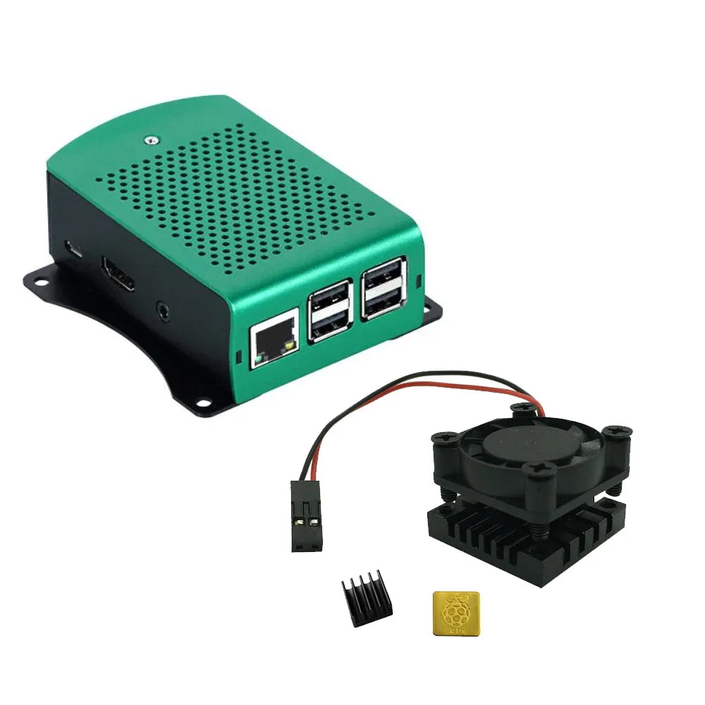 Raspberry Pi 4B 3B Aluminum Case Metal Chassis Shell Box with Onboard Cooling Fan