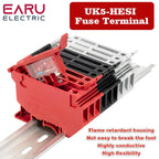10Pcs/lot Din Rail Terminal Blocks UK-5-HESI Black Connector Screw Fuse Terminal Block Connector Screw Fuse Holder Conductor