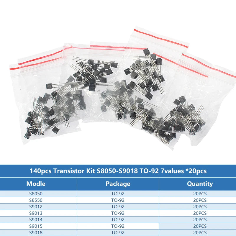 50-900pcs BJT Transistor Kit A1015 BC327 BC337 C1815 S8050 S8850 2N2222 2N2907 2N3904 2N3906 TO92 PNP NPN Triode Transistors Set