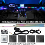 6/10/14/18 in 1 Led Car Ambient Lights RGB 213 64 Color Acrylic Strips Symphony Streamer Interior Atmosphere Lamp Control By App