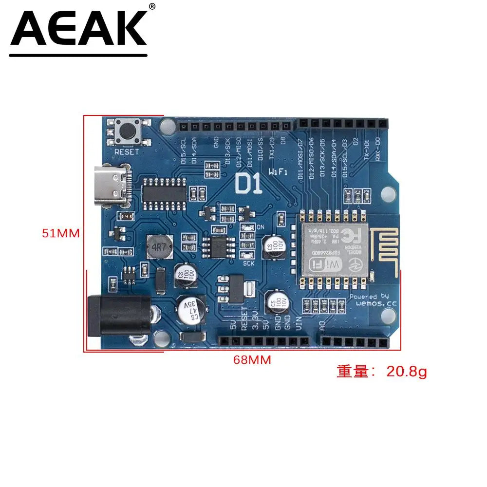 WeMos D1 UNOR3 CH340 ESP-12E CH340G WiFi Development Board Based ESP8266 Shield Smart Electronic PCB For Arduino Compatible IDE