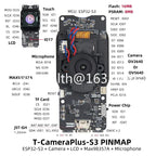 T-Camera Plus S3 ESP32-S3 OV2640 Development Board 1.3 Inch LCD Microphone + MAX98357A + Speaker Kit ESP32-S3 Camera