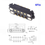 Spacing 2.54mm 2A DC Magnetic Pogo Pin Connector 4/5/6/7/8Pin Pogopin Male Female Spacing 2.5 Spring Loaded DC Power Socket Spot