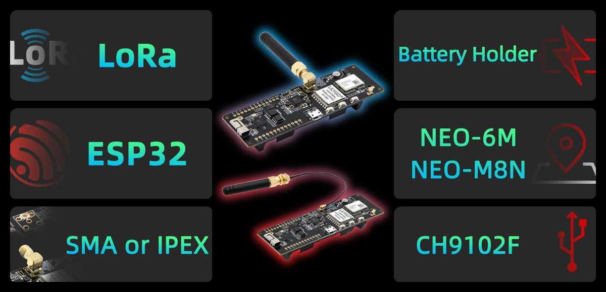 LILYGO® TTGO T-Beam ESP32 LoRa Development Board 433MHz 868MHz 915MHz 923MHz SX1278 SX1262 SX1276 GPS Module NEO-6M GNSS NEO-M8M