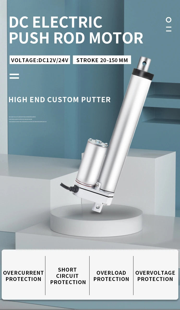DC 12V 24V 100N to 1000N Linear Actuator 20mm 30mm 50mm 100mm Stroke Linear Drive Electric Motor Linear Motor 10mm/s Speed