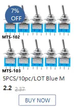 5/10 PCS,Toggle Switches,Deep Blue,Mini,6 Pin,ON-ON/ON-OFF-ON,DPDT,Power Switch Button,3A/250V,6A/125V AC,MTS-202,Switch