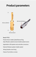 YYTCG- Connector Corrosion resistant banana plugs, audio, video, amplifiers, speakers, cable jacks, 4Pcs