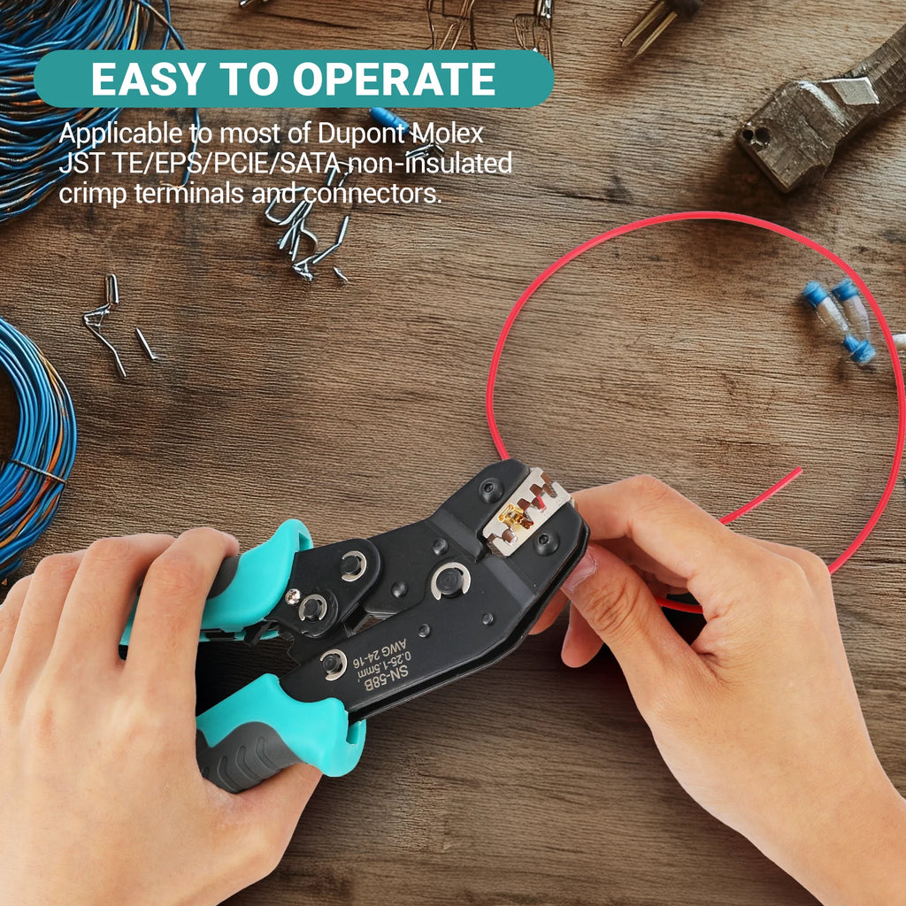 SIBO SN-68B SN-58B Ratcheting Crimping Tool for Dupont JST MOLEX Open Barrel,Dupont Molex JST TE Terminals & EPS PCIE SATA Pins