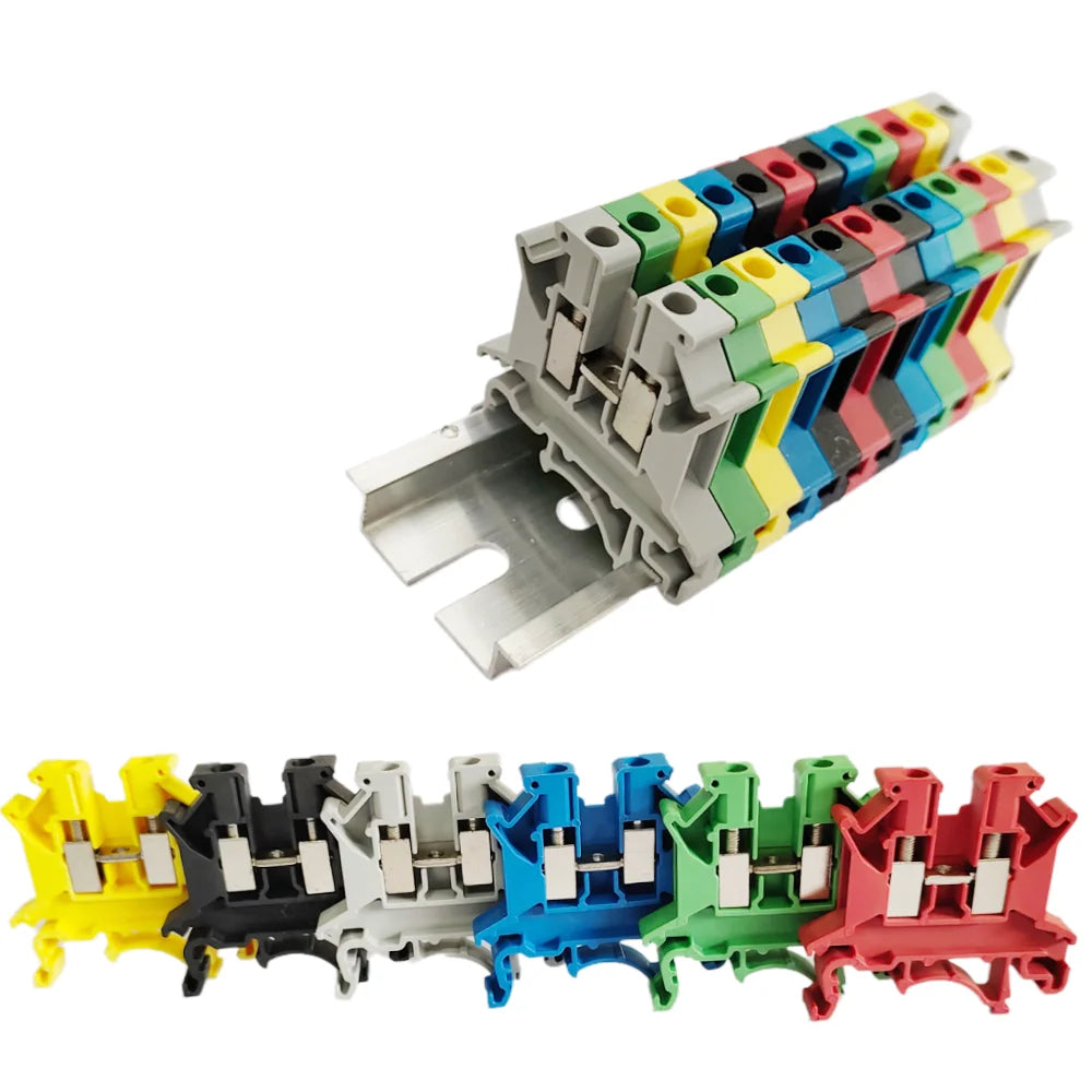 10/50/100PCS UK2.5B DIN Rail Terminal Block Screw Clamp Connector UK2.5 2.5mm² Cable Electrical Connector