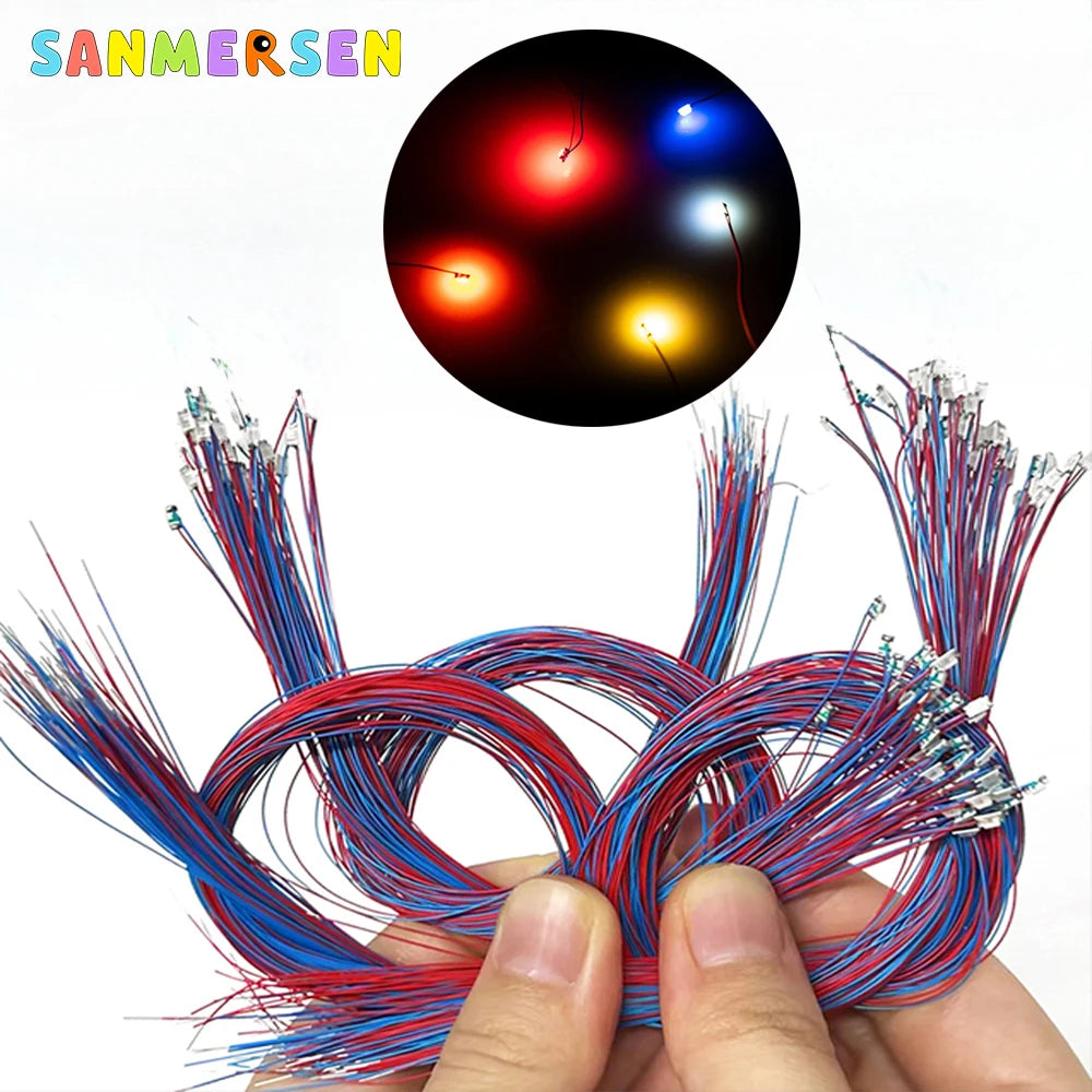 10pcs/Bag 0805 1206 SMD Lamp Wired Micro Litz Led Pre-Soldered Chip Wired 3V Railway Model Toy Light DIY Leads Wires 30cm