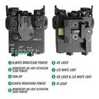 SOTAC‑GEAR DBAL‑A2, Green / Red Visible Laser + IR Aiming Pointer + White LED Flashlight | NO IR Flood Illuminator