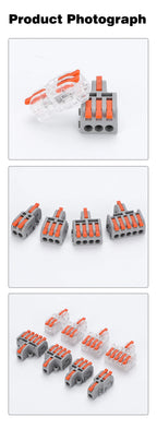 Fast Universal Compact Conductor Junction Box Spring Splice Terminal Block Push-in Wire Connector Cable Splitter 1 in 3/4 out