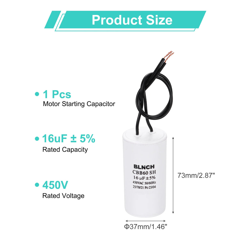1/2Pcs CBB60 Running Capacitor 3-100uF 450V 2 Wire Electric Air Compressor Motor Run Starting Capacitor for Washing Machine