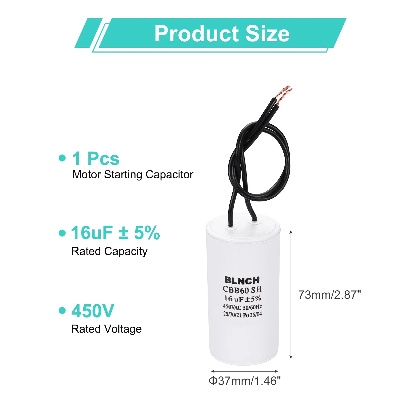 1/2Pcs CBB60 Running Capacitor 3-100uF 450V 2 Wire Electric Air Compressor Motor Run Starting Capacitor for Washing Machine