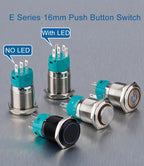 ABILKEEN 16/19/22MM Black Shell Metal Push Button Switch 1NO1NC Momentary/Latching Power Control Push Button with LED Light