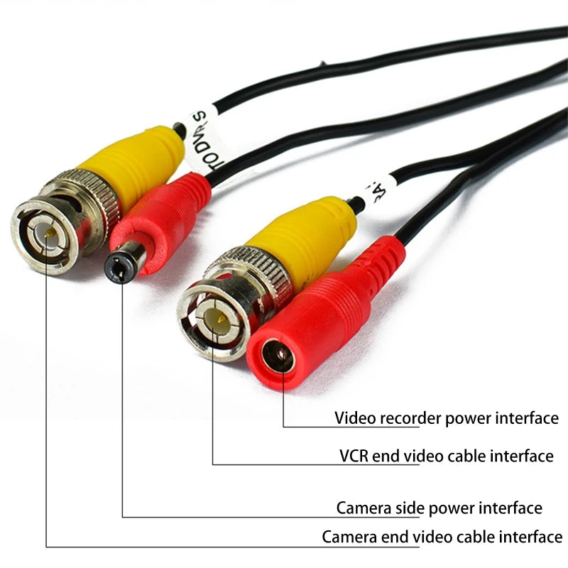 5-50M 2-in-1 BNC Video + DC Power Cable | CCTV Coaxial Extension Wire for AHD/TVI/CVI Cameras DVR NVR Surveillance System